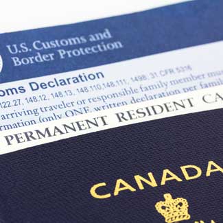 canadian passport with u.s. customs declaration form