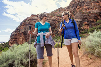 two women walking on a trail in Arizona